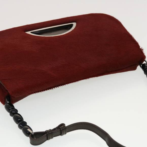 Christian Dior Maris Pearl Shoulder Bag Harako leather Red MA-1909 Auth 44311 - Picture 6 of 16